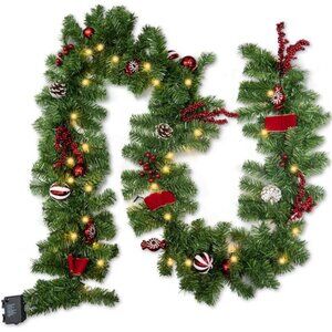 9 FT Christmas Garland Pre Lit LED Battery Operated Artificial Holiday Decoratio